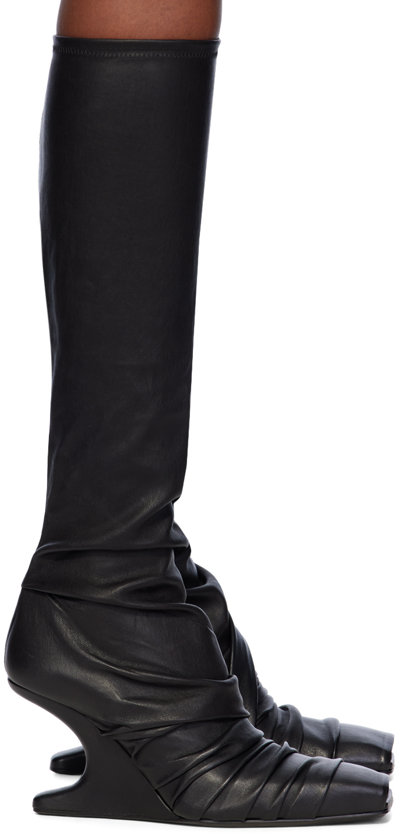 Rick Owens 80mm Cantilever Leather Tall Boots In Black