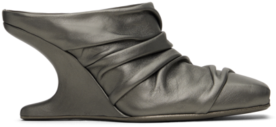 Rick Owens 80毫米cantilever皮革穆勒鞋 In Grey