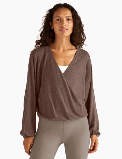 Beyond Yoga Wrapped Up Pullover In Fawn