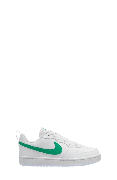 Nike Kids' Court Borough Low Recraft Sneaker In White/ Green/ Grey