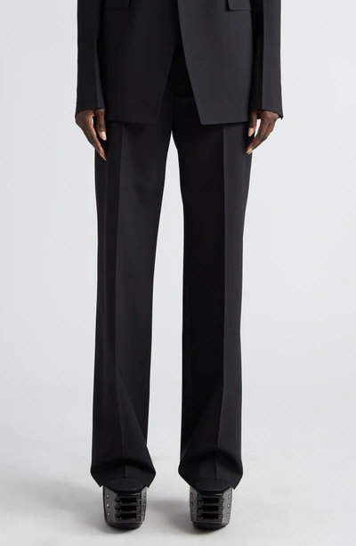 Rick Owens Straight Leg Stretch Virgin Wool Trousers In Black