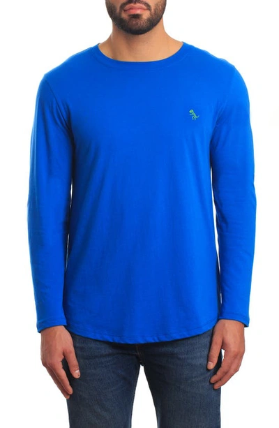 Jared Lang Peruvian Cotton Long Sleeve Crewneck T-shirt In Blue