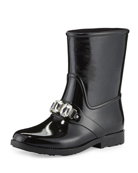 Michael Michael Kors Leslie Jeweled Short Rain Boot, Black | ModeSens