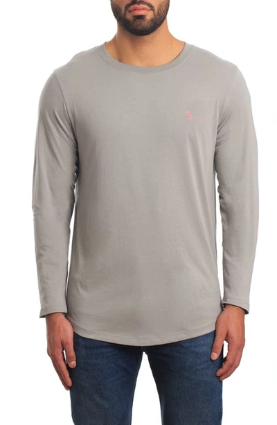 Jared Lang Peruvian Cotton Long Sleeve Crewneck T-shirt In Grey