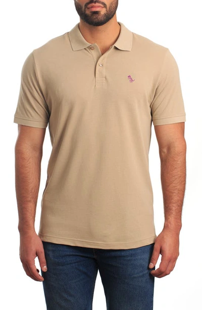 Jared Lang Cotton Knit Polo In Sand