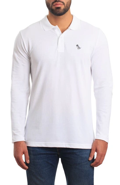 Jared Lang Long Sleeve Cotton Knit Polo In White