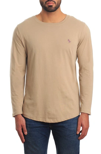 Jared Lang Peruvian Cotton Long Sleeve Crewneck T-shirt In Sand