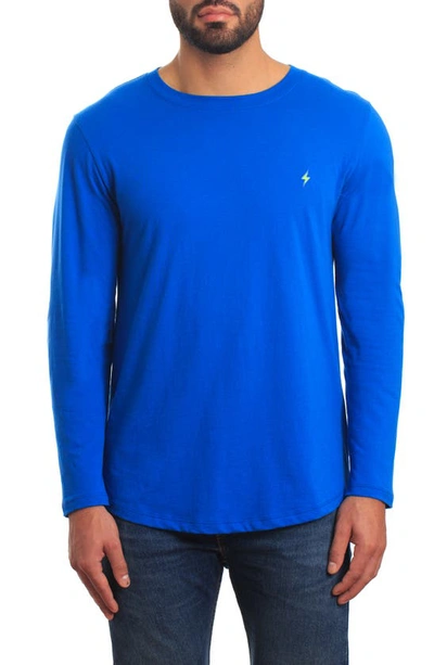 Jared Lang Peruvian Cotton Long Sleeve Crewneck T-shirt In Blue