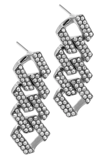 Adornia Crystal Cuban Chain Linear Drop Earrings In Silver