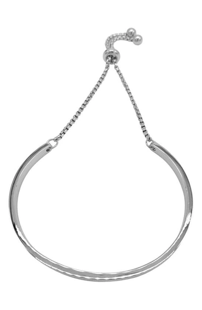 Adornia Water Resistant Curved Bar Slider Bracelet In Silver