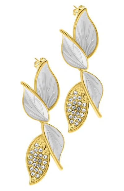 Adornia Crystal Two-tone Leaf Earrings In Gold