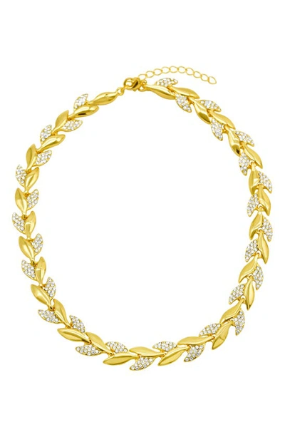 Adornia Crystal Leaf Necklace In Gold