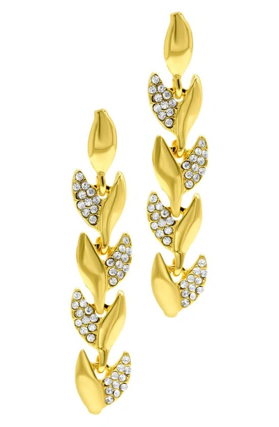 Adornia Cz Leaf Linear Drop Earrings In Gold