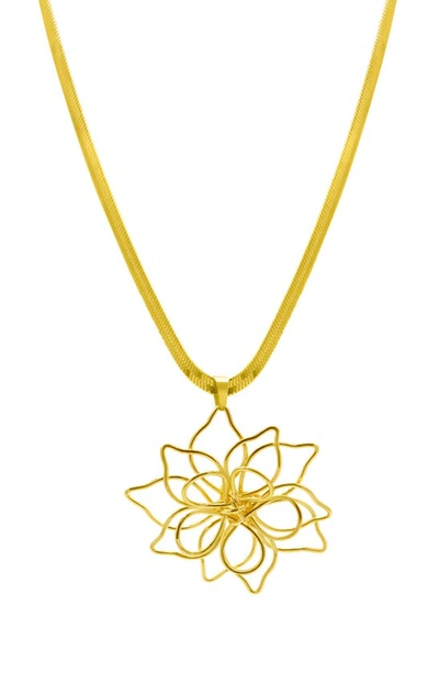 Adornia Water Resistant Flower Pendant Necklace In Gold