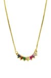 Adornia Rainbow Crystal Bar Pendant Necklace In Gold Multi