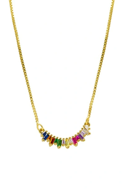 Adornia Rainbow Crystal Bar Pendant Necklace In Gold Multi