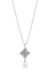 Adornia White Rhodium Plated Mother-of-pearl Flower Necklace