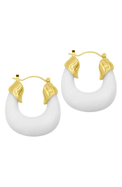 Adornia 14k Gold-plated White Lucite Boxy Hoop Earrings