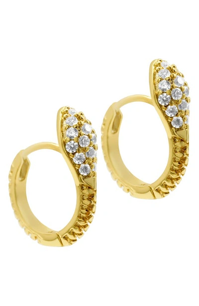 Adornia Crystal Snake Huggie Hoop Earrings In Gold