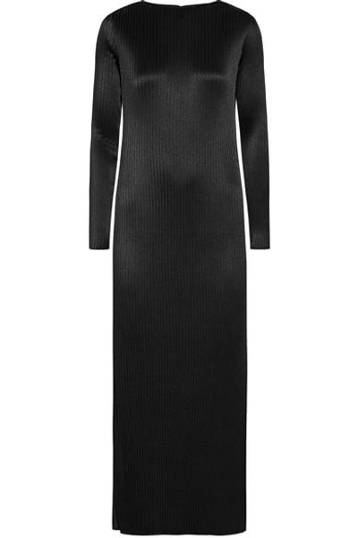 Barbara Casasola Cutout Pleated Satin Gown In Black