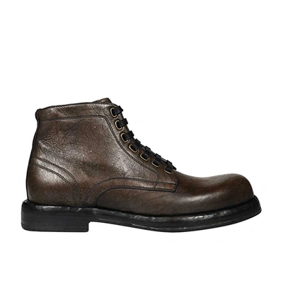 Dolce & Gabbana Leather Boots In Brown