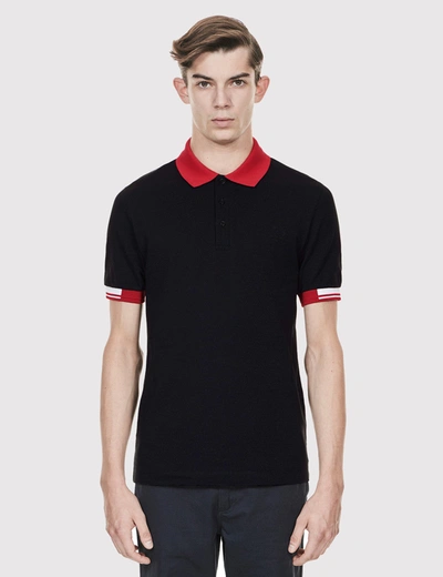 Fred Perry X Raf Simons Tipped Cuff Pique Shirt In Black