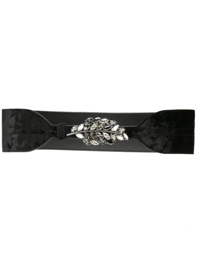 Kate Cate Embellished Leaf Belt - Black