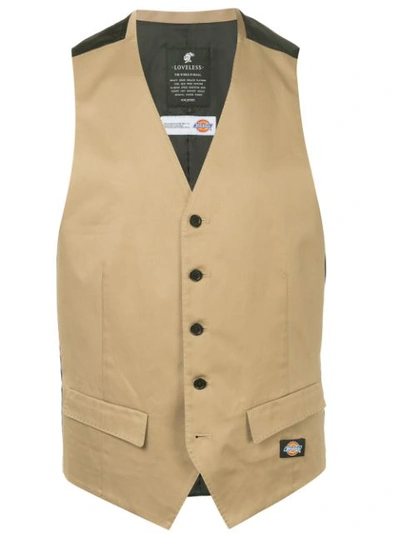 Loveless X Dickies Contrast Formal Vest In Brown