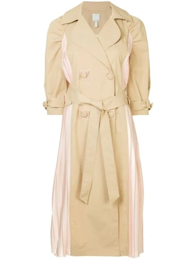 Huishan Zhang Pleated Panel Trench Coat - Brown