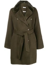 P.a.r.o.s.h Belted Double Breasted Coat In Green