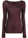 Humanoid Scoop Neck Long Sleeved Top - Red