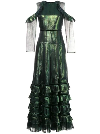 Huishan Zhang Layered Pleated Dress - Green