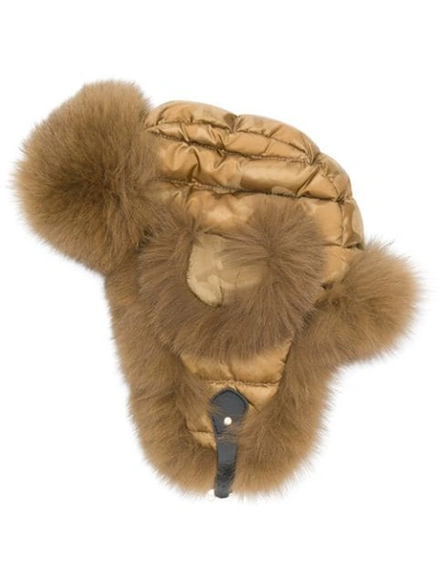 Liska Face Covering Winter Hat In Brown