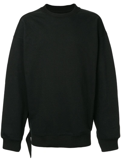 System Torn Crew-neck Sweatshirt - Black