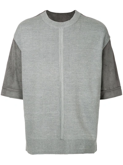 System Knitted Panel Short-sleeve Top - Grey