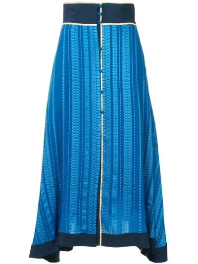 Zeus + Dione Patterned Asymmetric Skirt In Rough Blue 124