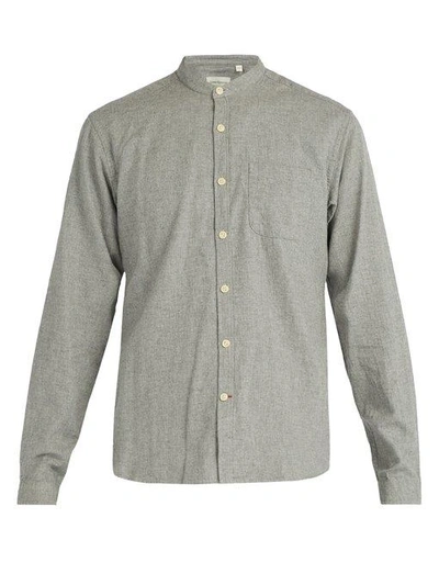 Oliver Spencer Grandad-collar Cotton Shirt In Gray