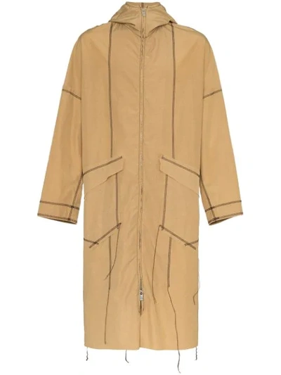 Sulvam Long Sleeve Zip Up Rain Coat In Brown