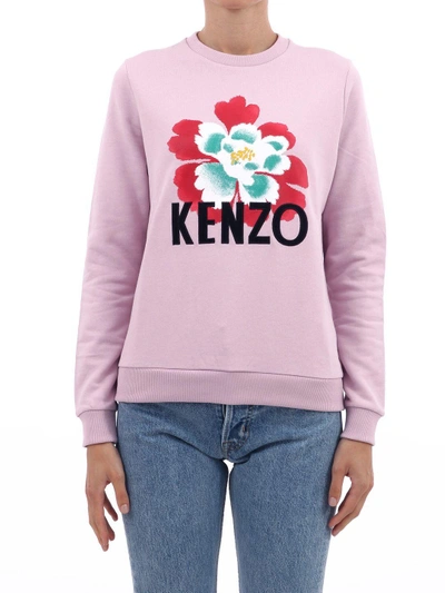 Kenzo Flower Logo Print Sweatshirt In Pink