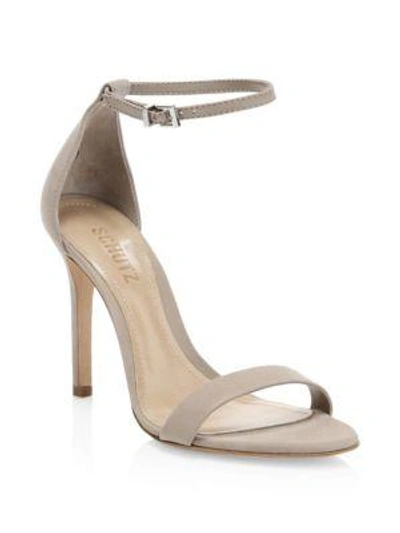 Schutz Cadey-lee Suede Ankle-strap Sandals In Taupe