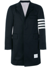 Thom Browne Unconstructed 4-bar Stripe Classic Chesterfield Overcoat In Blue