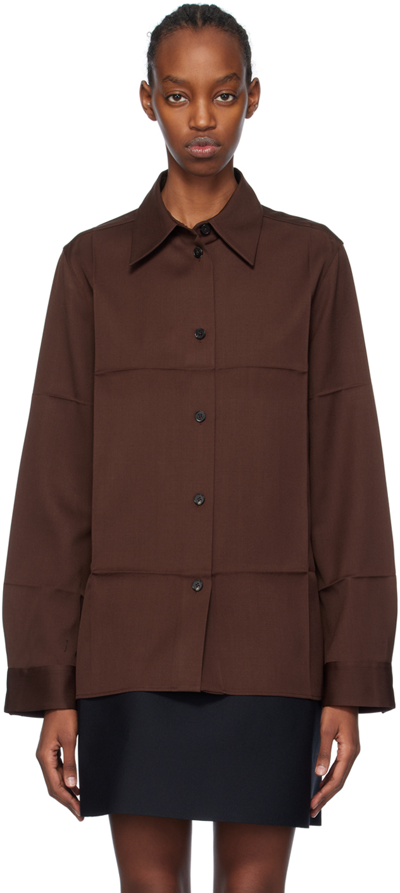 Jil Sander Brown Spread Collar Shirt In 206 Dark Brown