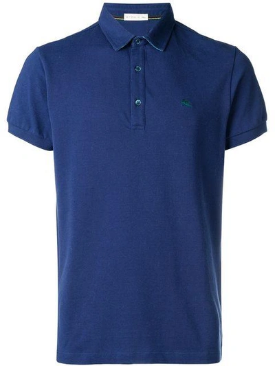 Etro Logo Embroidered Polo Shirt In Blue