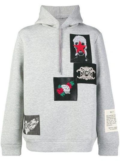 John Richmond Patch-work Hooded Sweatshirt - Grey