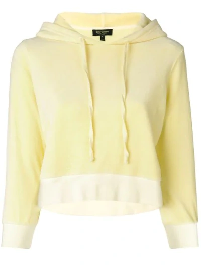 Juicy Couture Velour Shrunken Hooded Pullover In Pastel Yellow