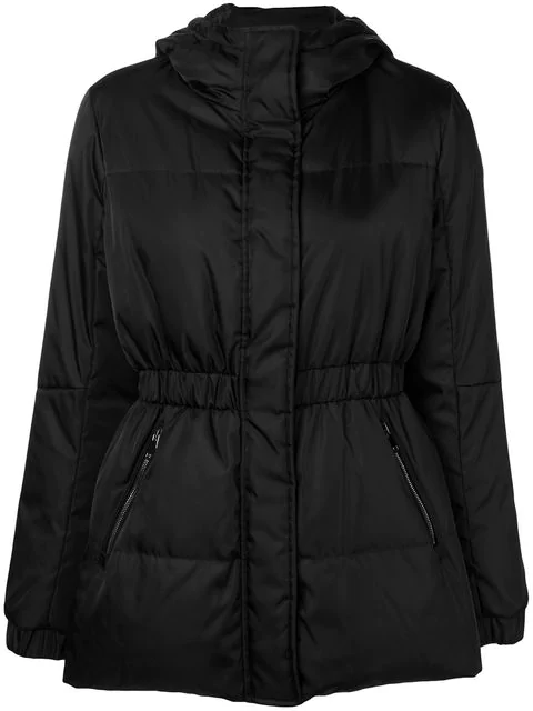 fitted waist puffer jacket