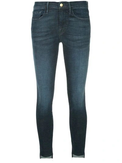 Frame Le High Skinny Raw-edge Stagger Jeans In Cabana - 100% Exclusive In Blue
