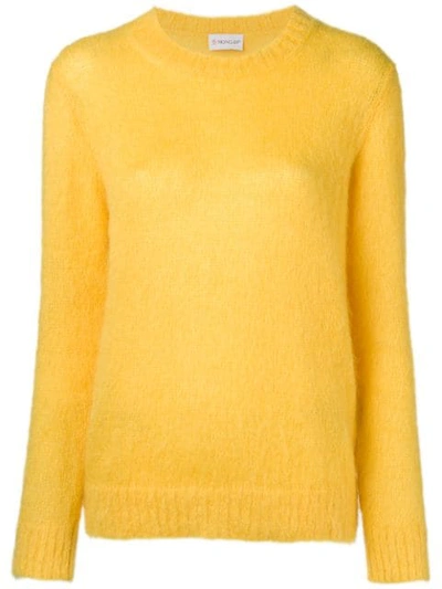 Moncler Crew Neck Sweater In Yellow