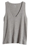 Madewell Whisper Shout Cotton V-neck Tank In Ashen Silver