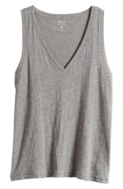 Madewell Whisper Shout Cotton V-neck Tank In Ashen Silver